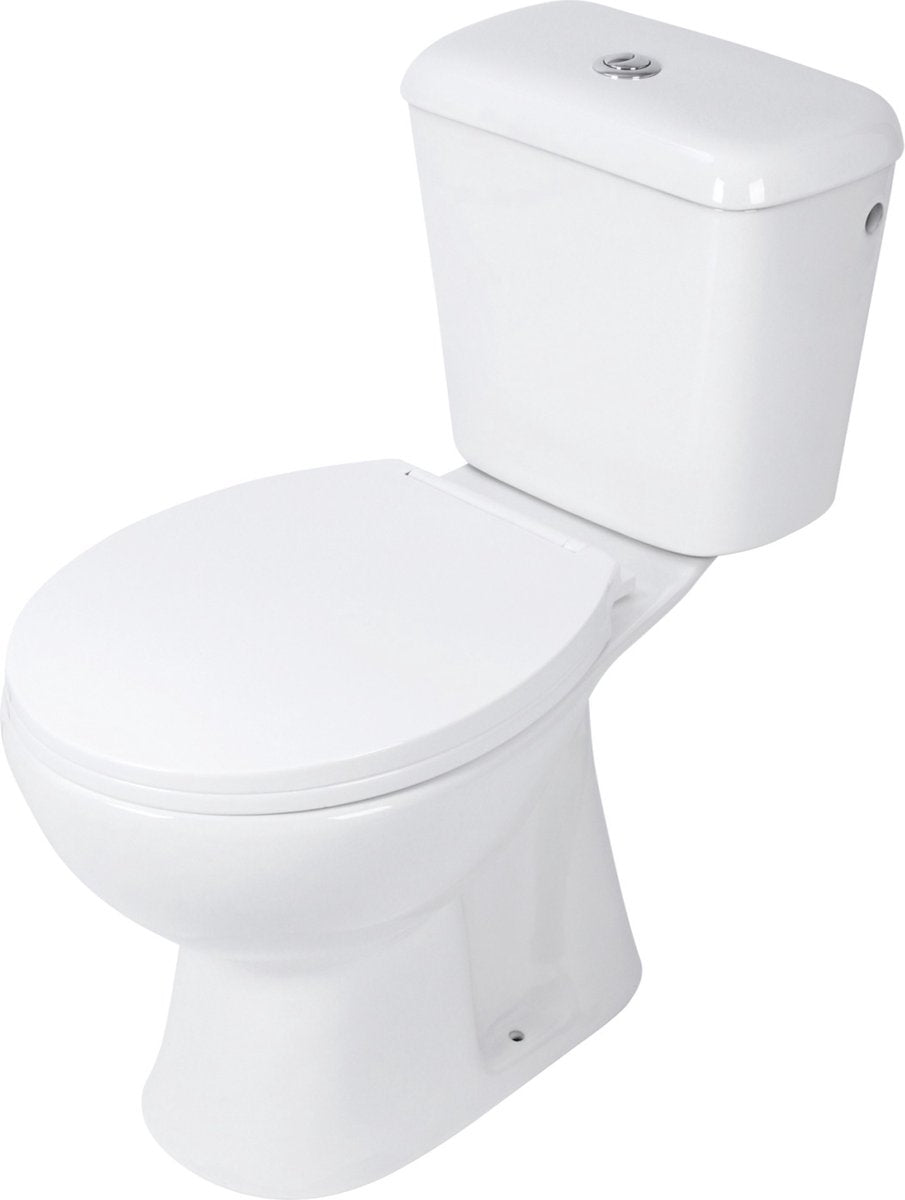 Bloc duo de cuvette de WC Differnz debout à l'arrière blanc par le dessous