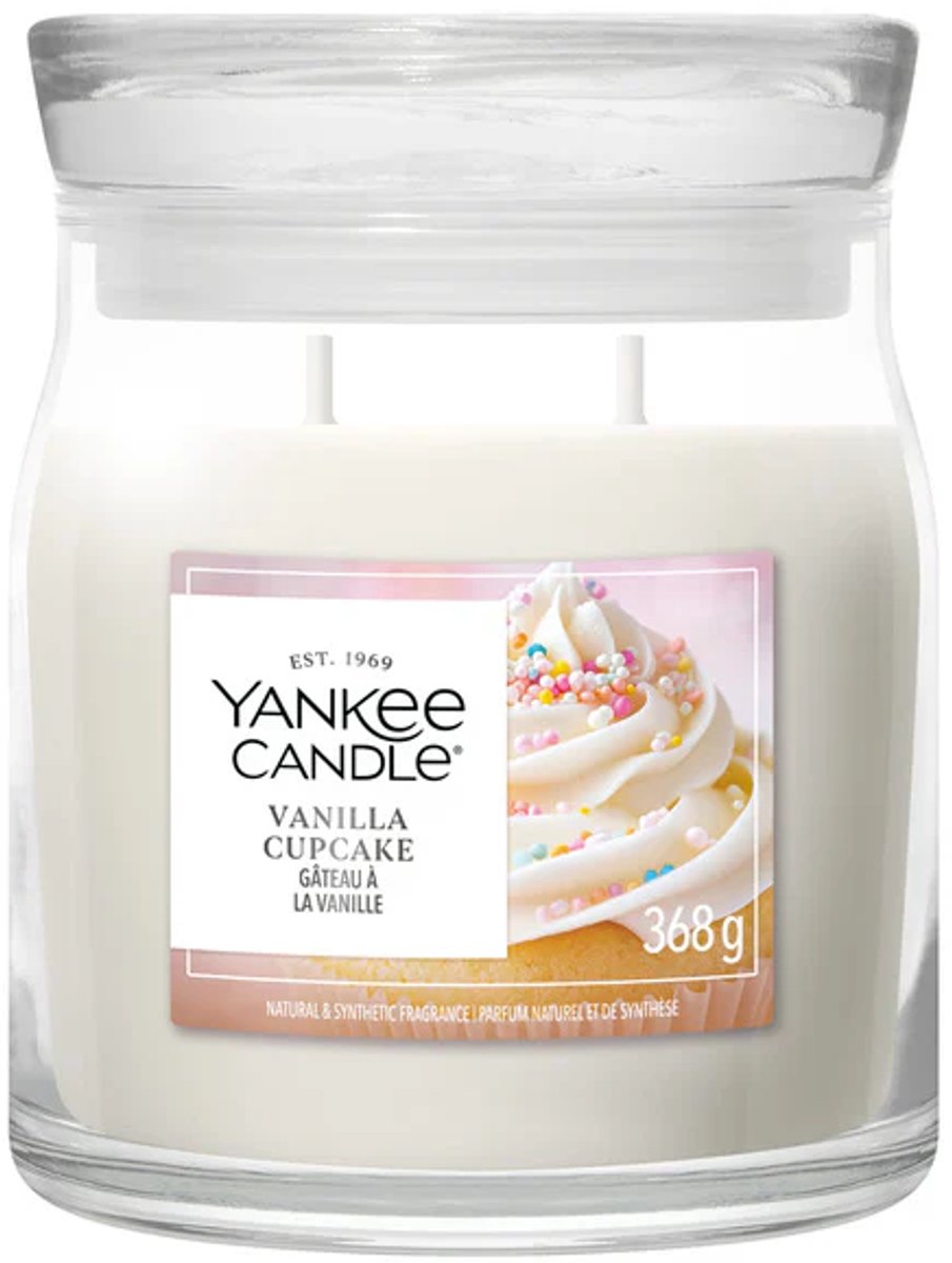 Bougie Yankee - bougie parfumée cupcake vanille moyenne - 50 heures de combustion - 2 mèches