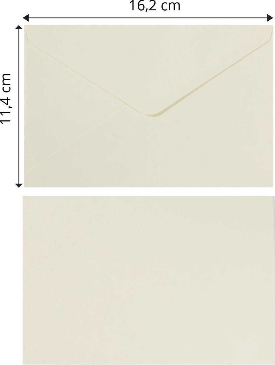 Enveloppes Florence de qualité robuste, rectangle ivoire, 25 pièces, 11,4 x 16,2 cm