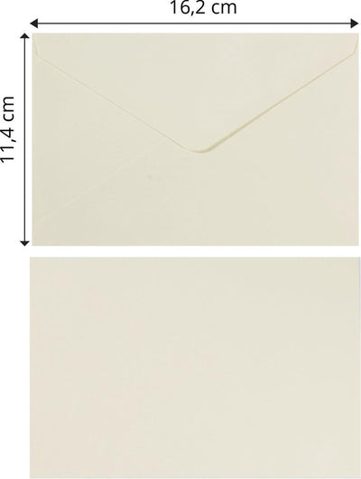 Enveloppes Florence de qualité robuste, rectangle ivoire, 25 pièces, 11,4 x 16,2 cm