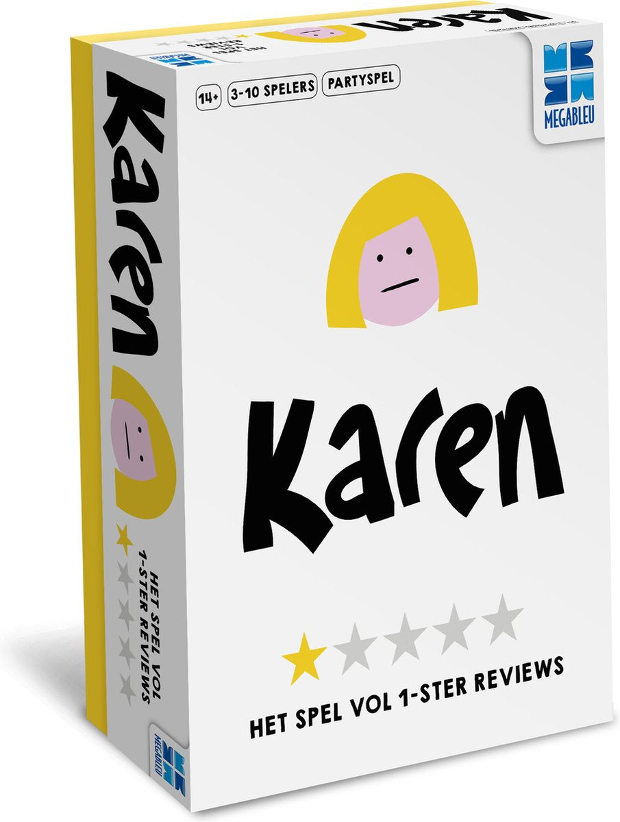 Megableu Karen - Le jeu de société des plaintes - Basé sur de vraies critiques 1 étoile - Jeu de cartes trompeur et créatif pour adultes - Version néerlandaise
