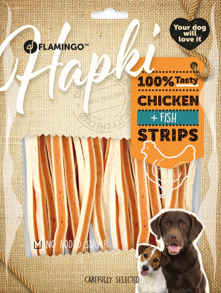 Snack pour chien Flamingo – lanières de poisson au poulet – snacks pour chiens – snacks pour chiens – friandises pour chiens – sans gluten – sans sucre ajouté – 400g