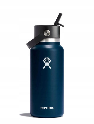 Gourde Hydro Flask à large ouverture avec bouchon en paille flexible (946 ml) - indigo