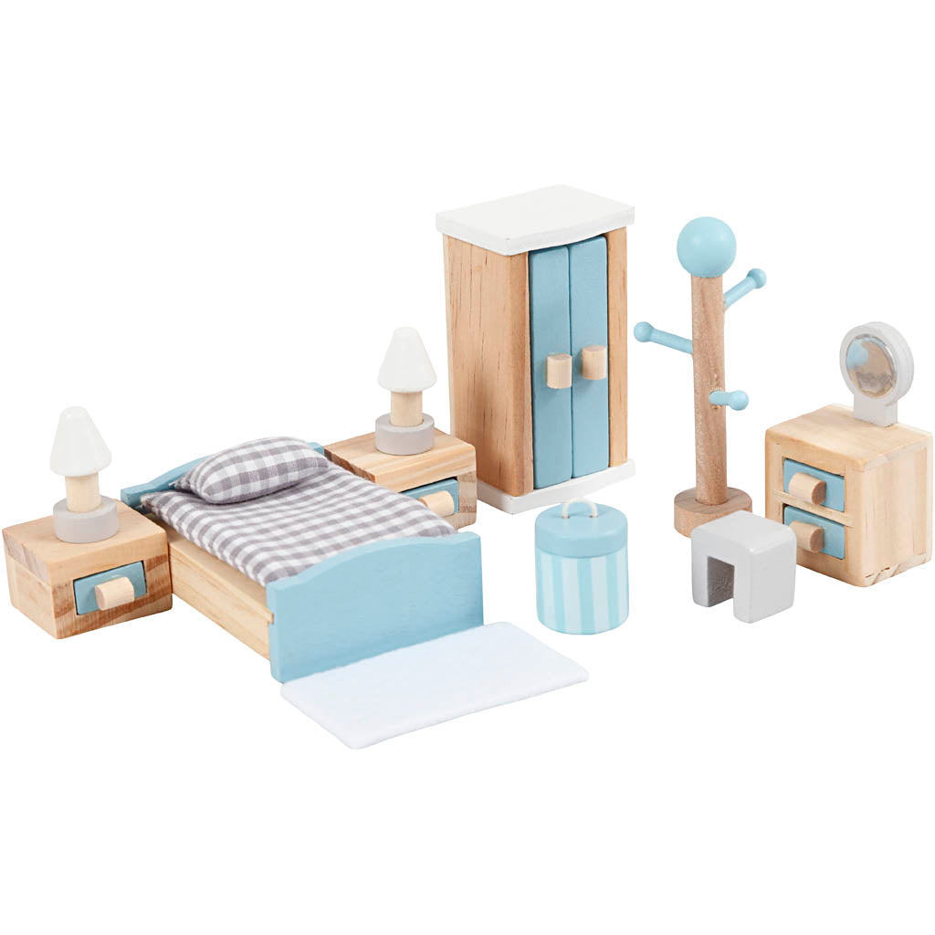 Meubles Viga pour maison de poupée, chambre à coucher, dimensions 2x2x7,5 cm, 8 pièces 1 ensemble