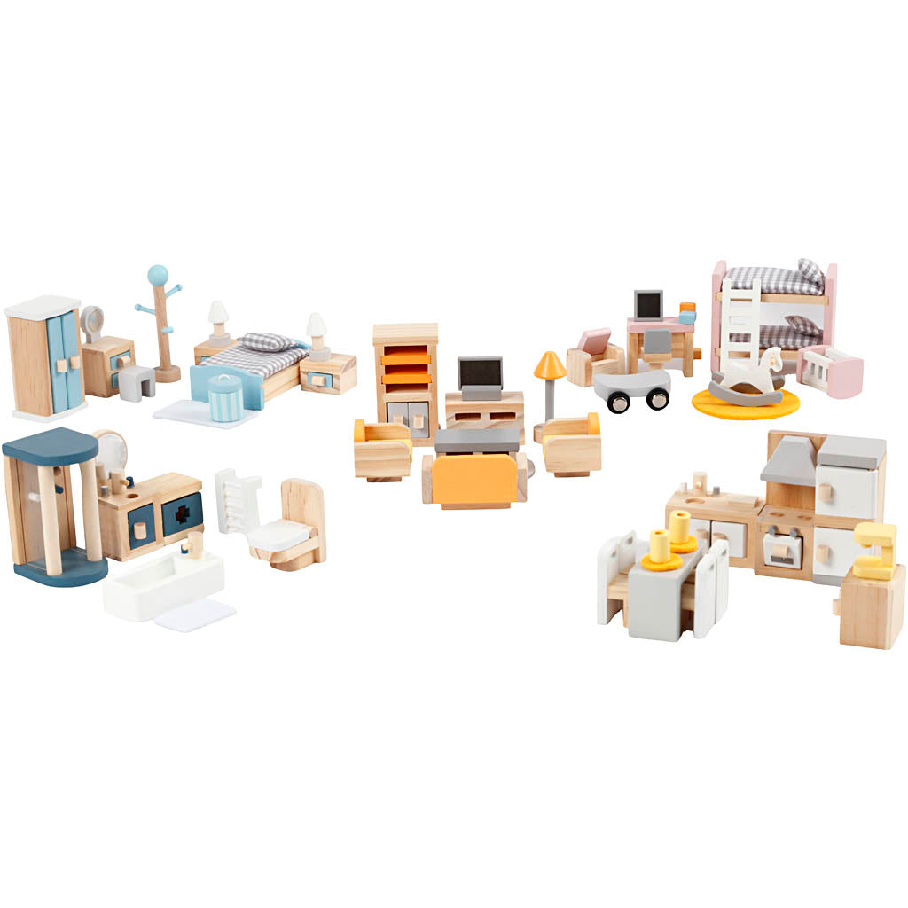 Meubles Viga pour Dollhouse, DIM 2x2x7,5 cm, 40 parties 1 Ensemble