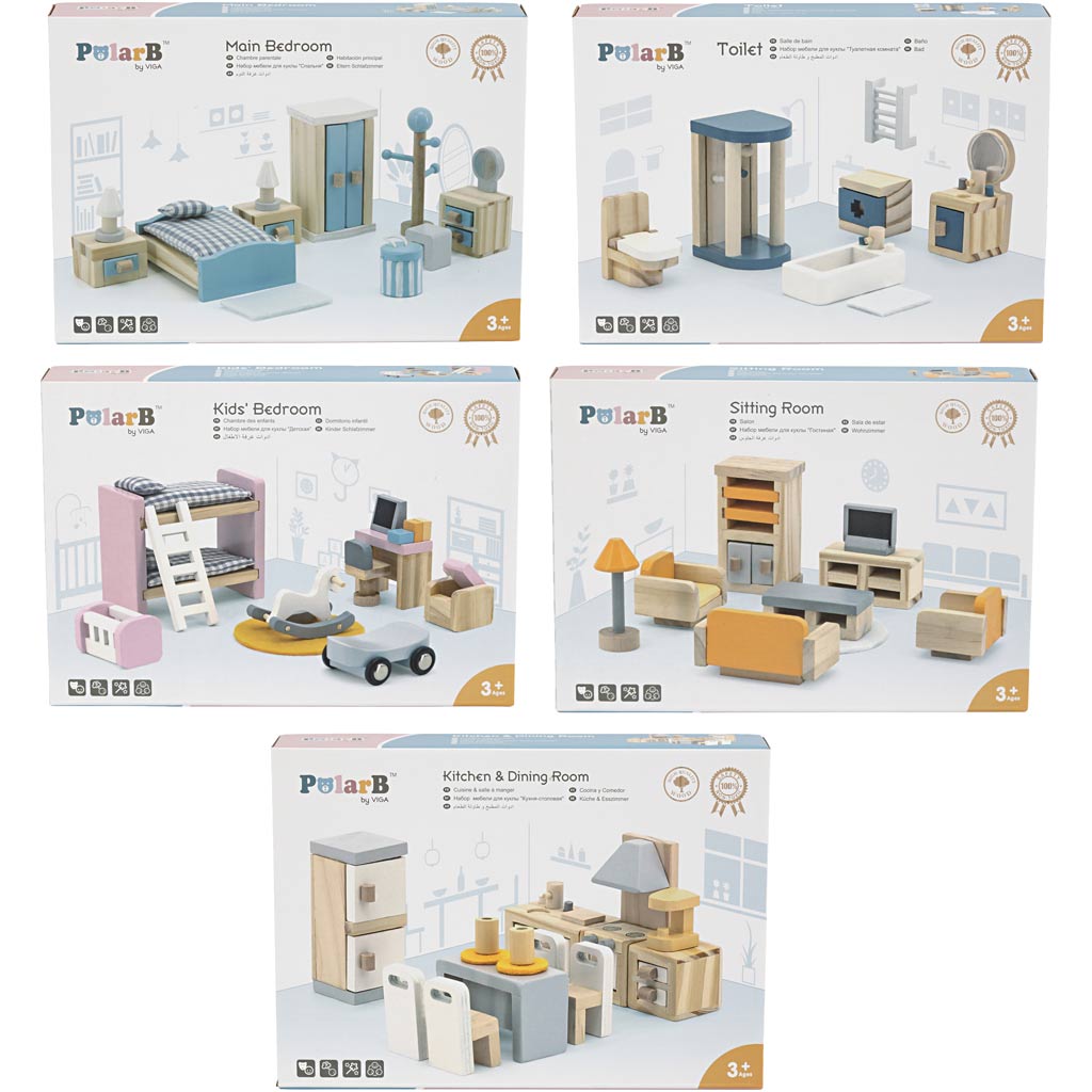 Meubles Viga pour Dollhouse, DIM 2x2x7,5 cm, 40 parties 1 Ensemble