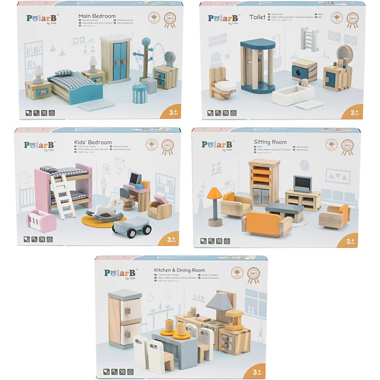 Meubles Viga pour Dollhouse, DIM 2x2x7,5 cm, 40 parties 1 Ensemble