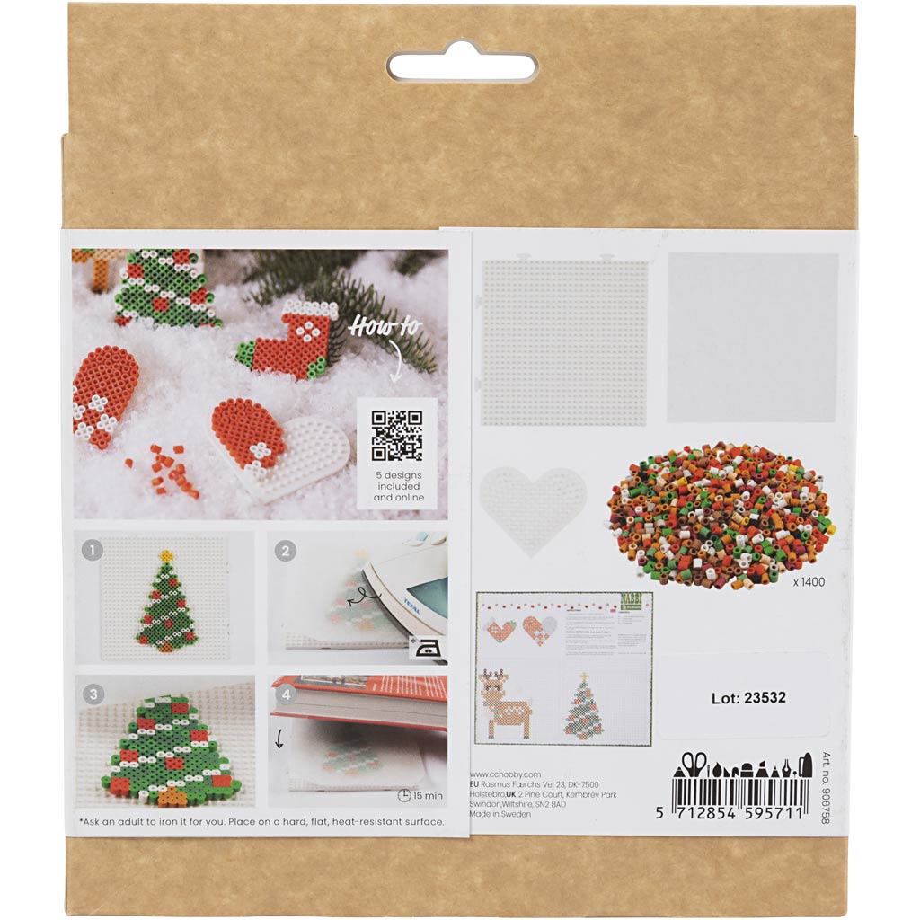 Nabbi hobby set biobilles, Père Noël, bas de Noël, cœur de Noël, sapin de Noël et renne, 1 boîte
