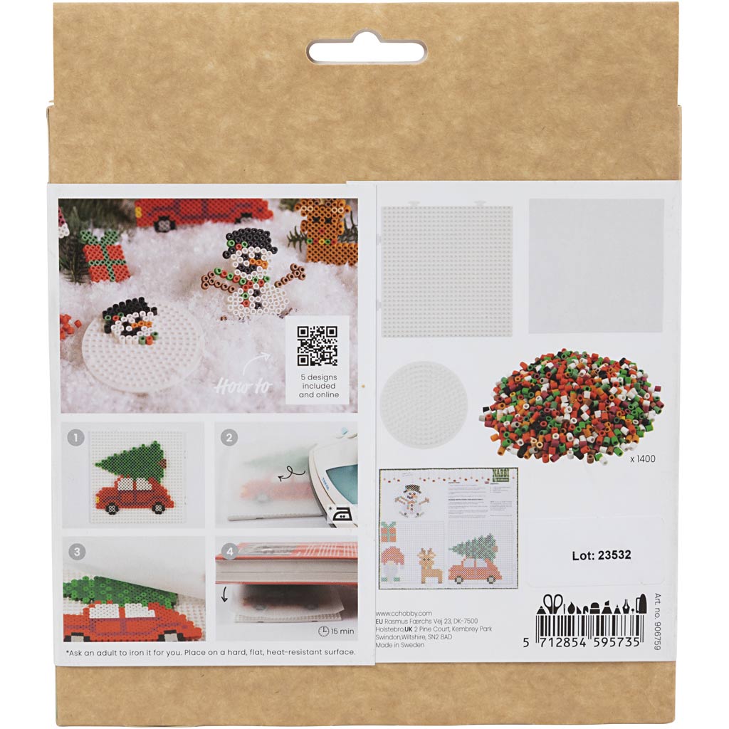 Nabbi hobby set biobilles, voiture de Noël, renne, bonhomme de neige, elfe et cadeau, 1 boîte