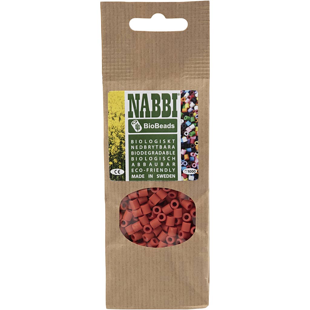 Biobilles Nabbi de , taille 5x5 mm, diamètre du trou 2,5 mm, moyen, rouge clair, 1000 pièces 1 boîte