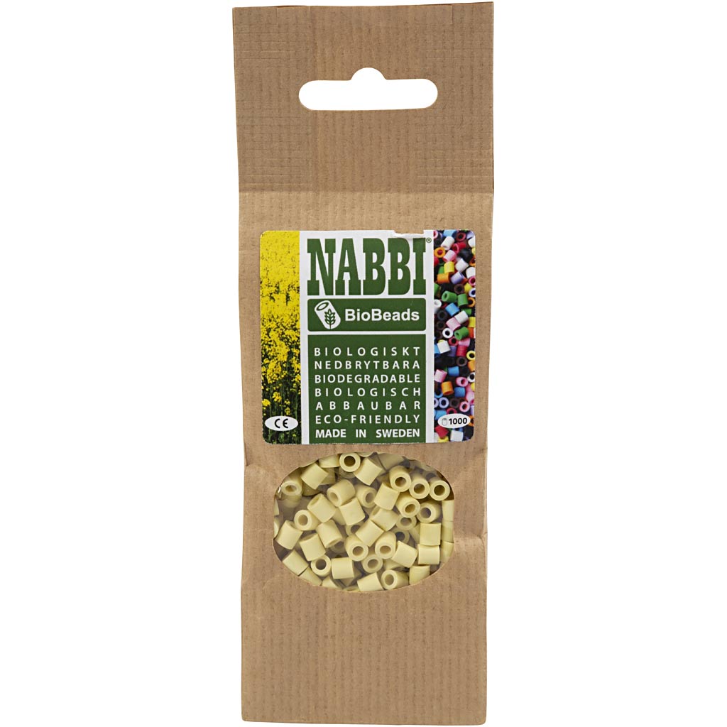 Biobilles Nabbi de , taille 5x5 mm, diamètre du trou 2,5 mm, moyen, jaune clair, 1000 pièces 1 boîte