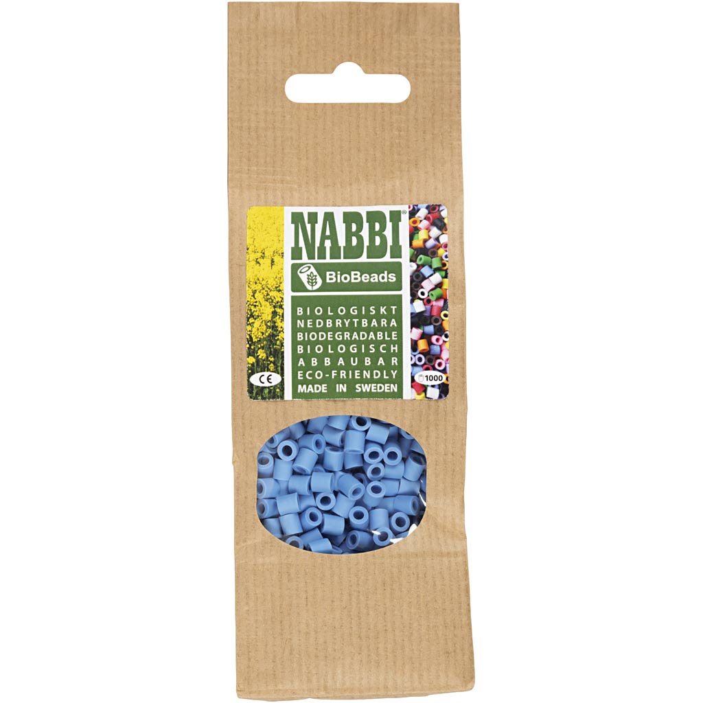 Biobilles Nabbi de , taille 5x5 mm, diamètre du trou 2,5 mm, moyen, bleu, 1000 pièces 1 boîte