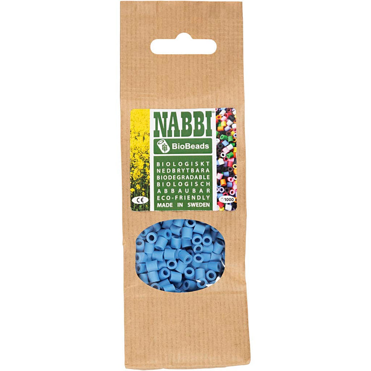 Biobilles Nabbi de , taille 5x5 mm, diamètre du trou 2,5 mm, moyen, bleu, 1000 pièces 1 boîte