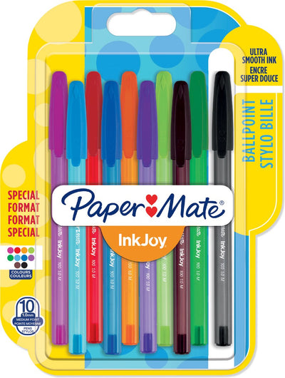 Stylos à bille Paper Mate Inkjoy 100 pièces | pointe moyenne (1,0 mm) | belles couleurs | 10 pièces