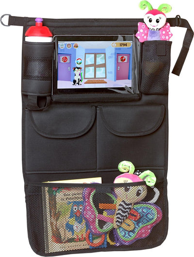 Yrda love to move Organisateur de siège auto yrda avec support pour tablette - universel - compartiments de rangement pour gobelets, jouets, livrets - haute qualité - protège contre la saleté et les rayures