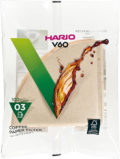 Filtres à café Hario v60 - taille 03 - marron - 100 pièces