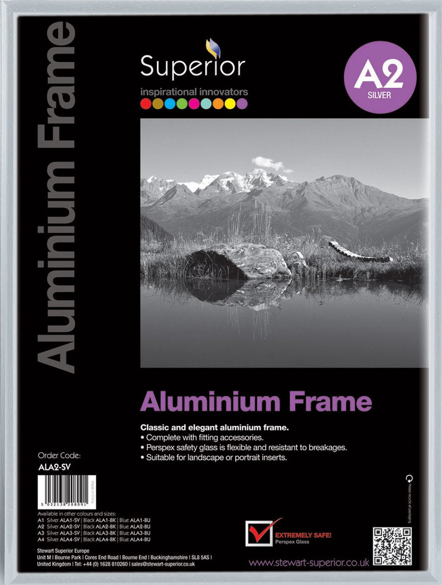 Cadre photo Seco - a2 - 42 x 59,4 cm - aluminium brossé argent - cadre 11 mm - se-ala2-sv