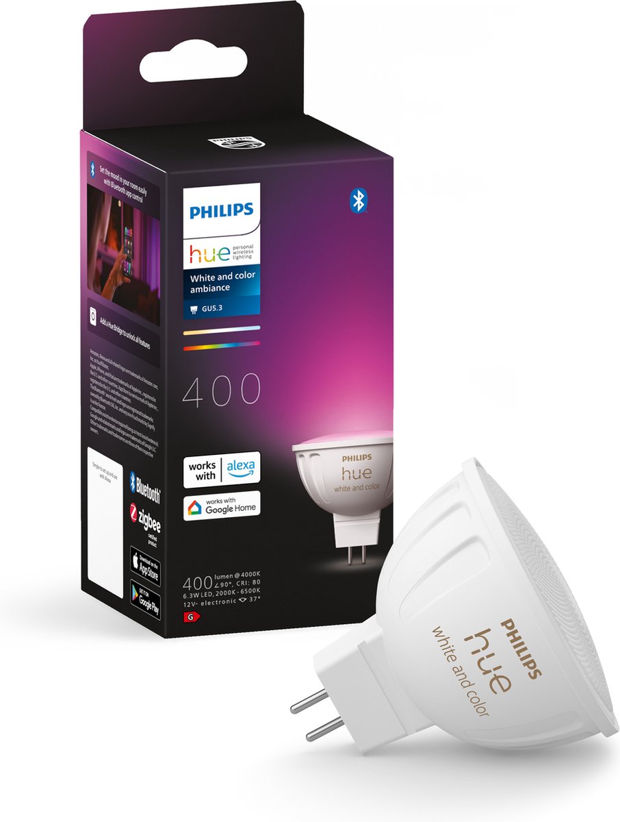 Philips hue spot - lumière blanche et colorée - 1 pack - mr16