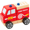 Viga jouets empilables en bois pour camions de pompiers, camion de pompiers, dimensions 13x10x8 cm, 1 pièce