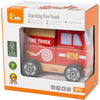 Viga jouets empilables en bois pour camions de pompiers, camion de pompiers, dimensions 13x10x8 cm, 1 pièce