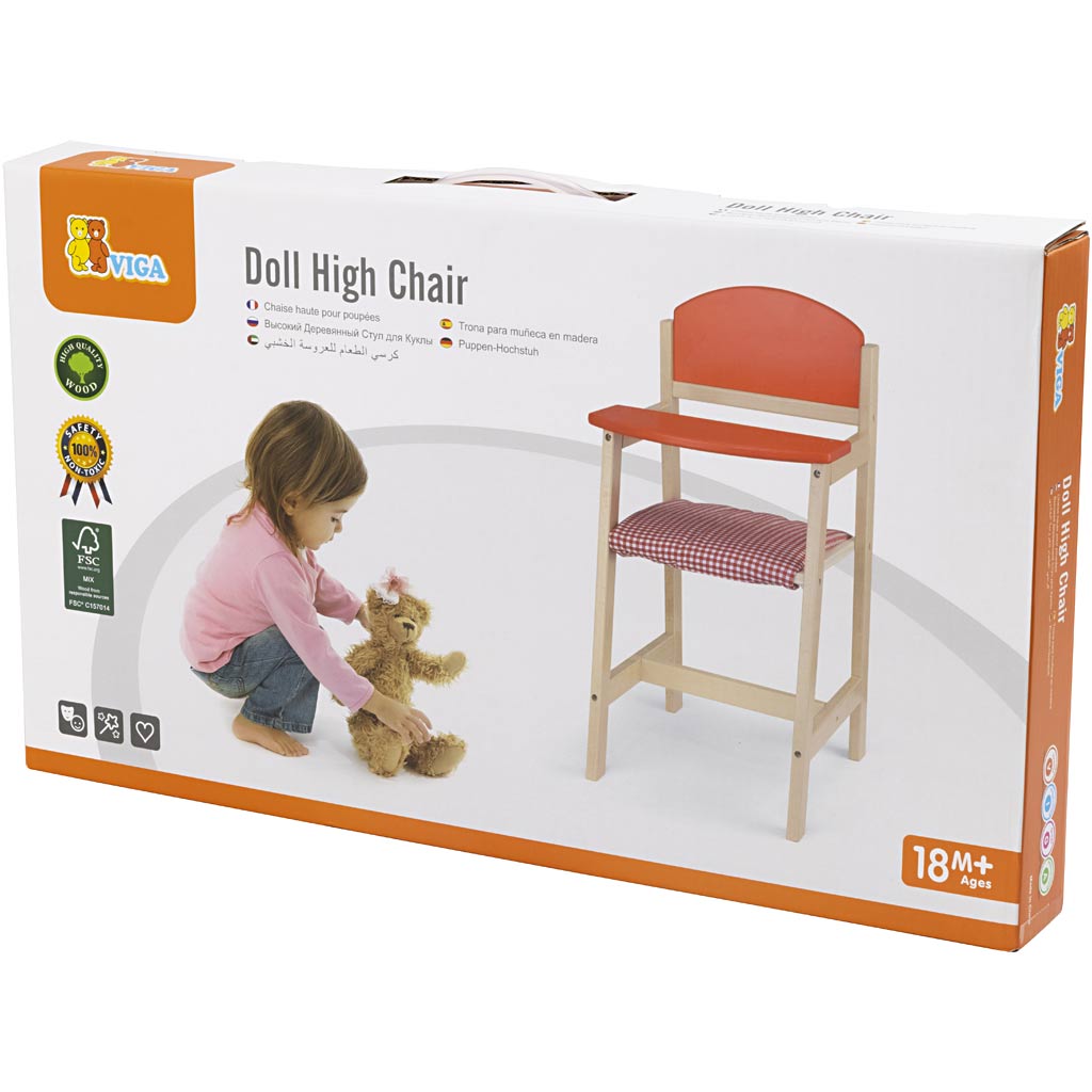 Chaise de poupée en bois Viga, dimensions 29x31x60 cm, 1 pièce