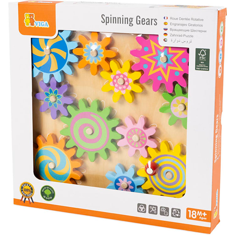 Viga jouets d'activité engrenages en bois, taille 30x30 cm, 1 pièce