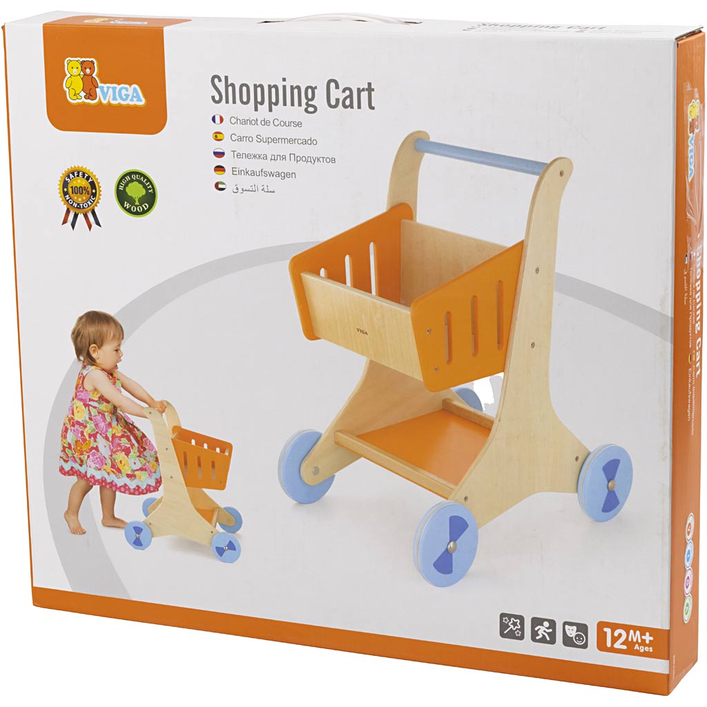 Chariot de courses en bois Viga, dimensions 48x30x41,5 cm, 1 pièce