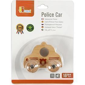 Viga petite voiture de police en bois, voiture de police, dimensions 9x7,5 cm, 1 pièce