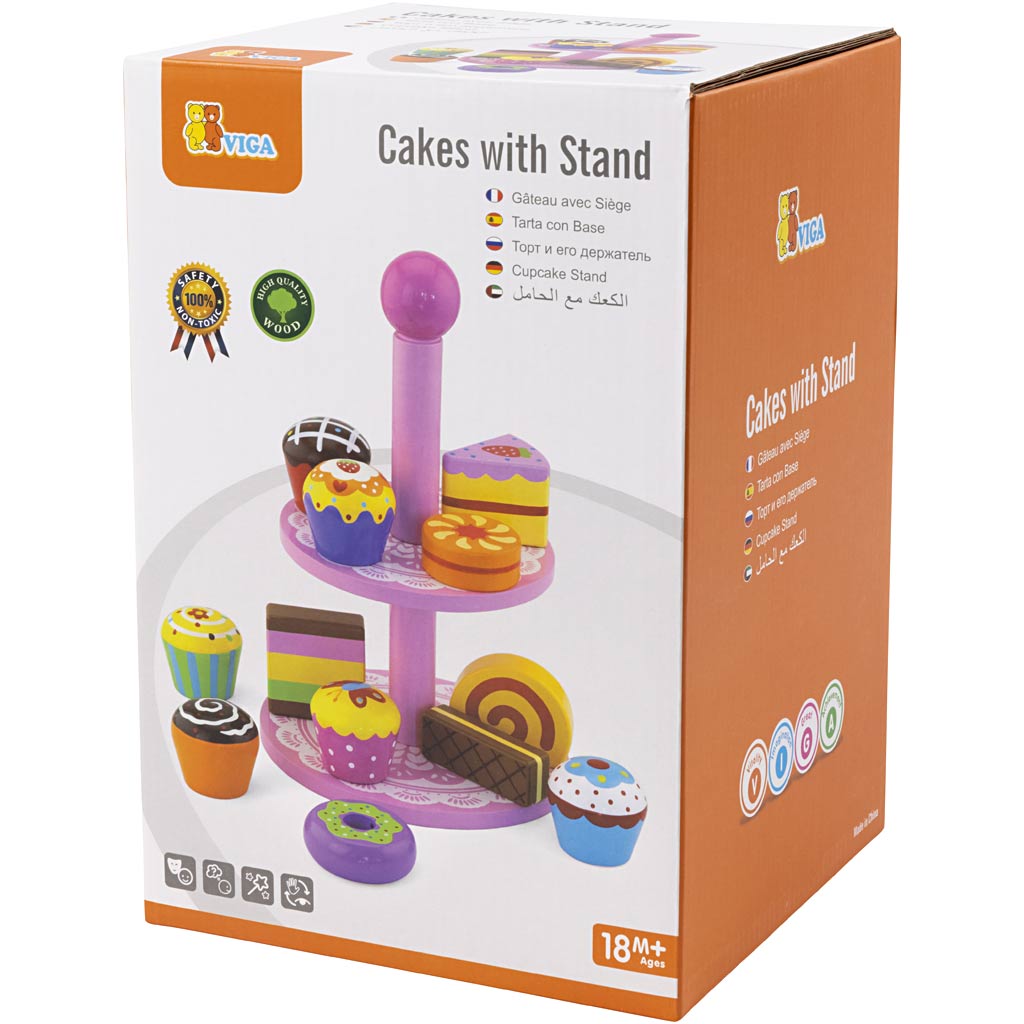 Viga cupcakes avec support à gâteau, dim. 25,5 cm, 1 set