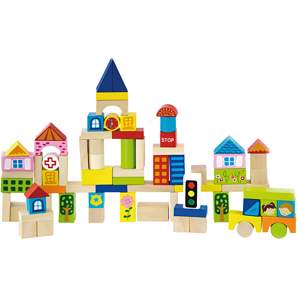 Blocs en bois Viga, taille 3 cm, 75 pièces 1 jeu