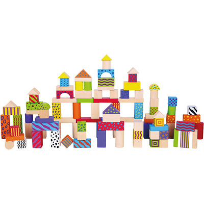 Blocs en bois Viga avec motif, taille 3 cm, différentes couleurs, 100 pièces 1 set