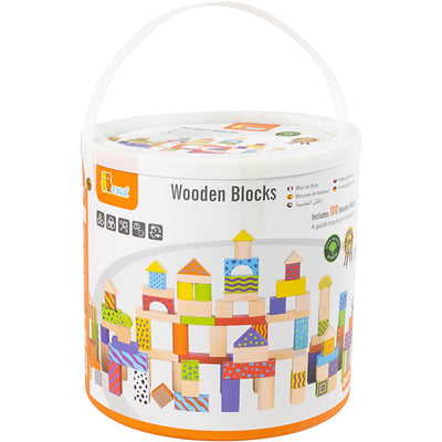 Blocs en bois Viga avec motif, taille 3 cm, différentes couleurs, 100 pièces 1 set