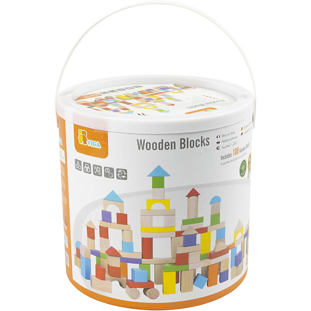 Blocs en bois Viga, taille 3 cm, 100 pièces 1 boîte