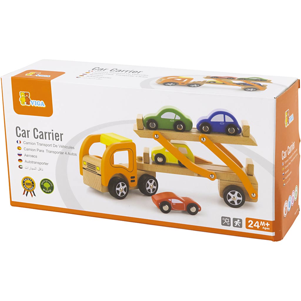 Jouet transporteur de voiture Viga, dimensions 29x15x8 cm, 1 pièce