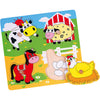 Viga puzzles boutons en bois, animaux de la ferme, dim. 22x22 cm, 4 parties, 1 pièce