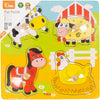 Viga puzzles boutons en bois, animaux de la ferme, dim. 22x22 cm, 4 parties, 1 pièce