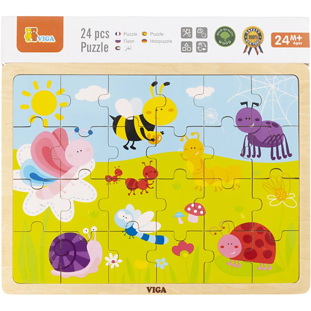 Viga puzzles en bois, taille 30x22,5 cm, 24 pièces, 1 pièce