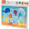 Viga puzzles en bois, animaux marins, dim. 30x22,5 cm, 24 pièces, 1 pièce