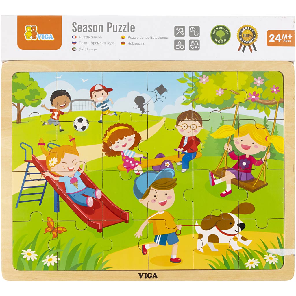 Viga seasons puzzle en bois, les saisons, printemps, dim. 30x22,5 cm, 24 pièces, 1 pièce