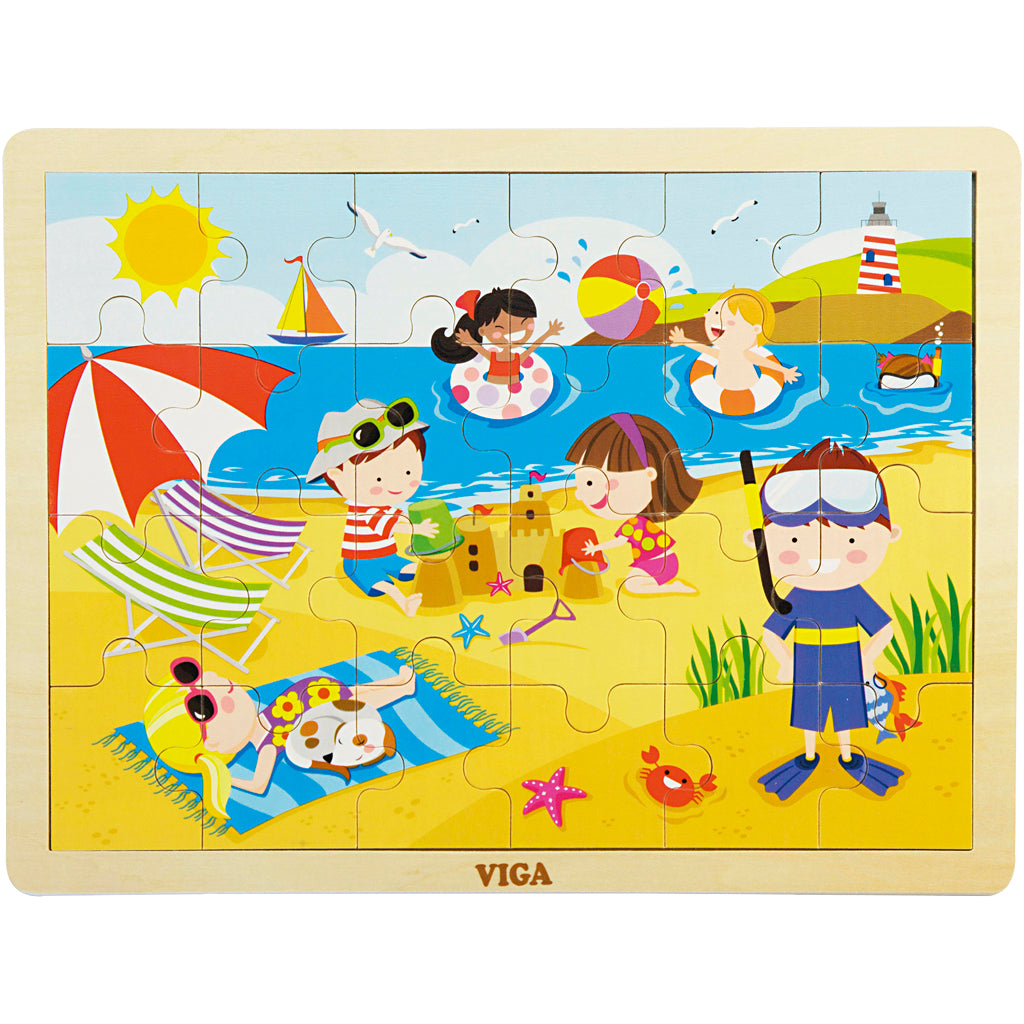 Viga seasons puzzle en bois, les saisons, été, dim. 30x22,5 cm, 24 pièces, 1 pièce
