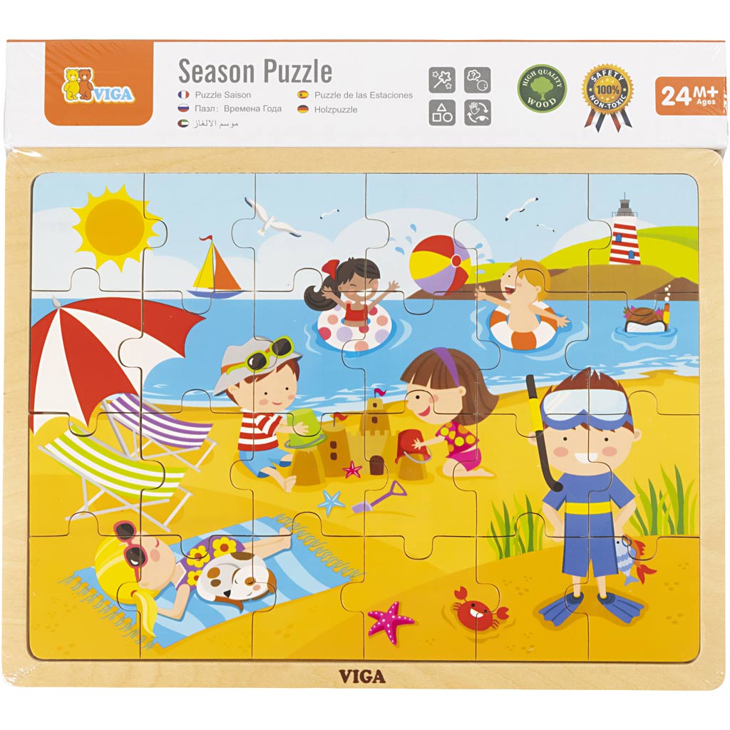 Viga seasons puzzle en bois, les saisons, été, dim. 30x22,5 cm, 24 pièces, 1 pièce