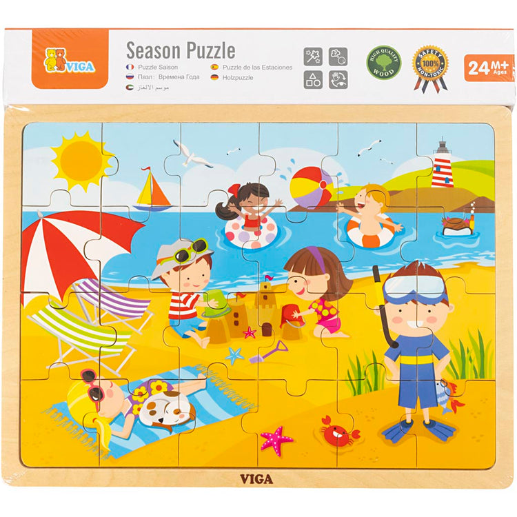 Viga seasons puzzle en bois, les saisons, été, dim. 30x22,5 cm, 24 pièces, 1 pièce