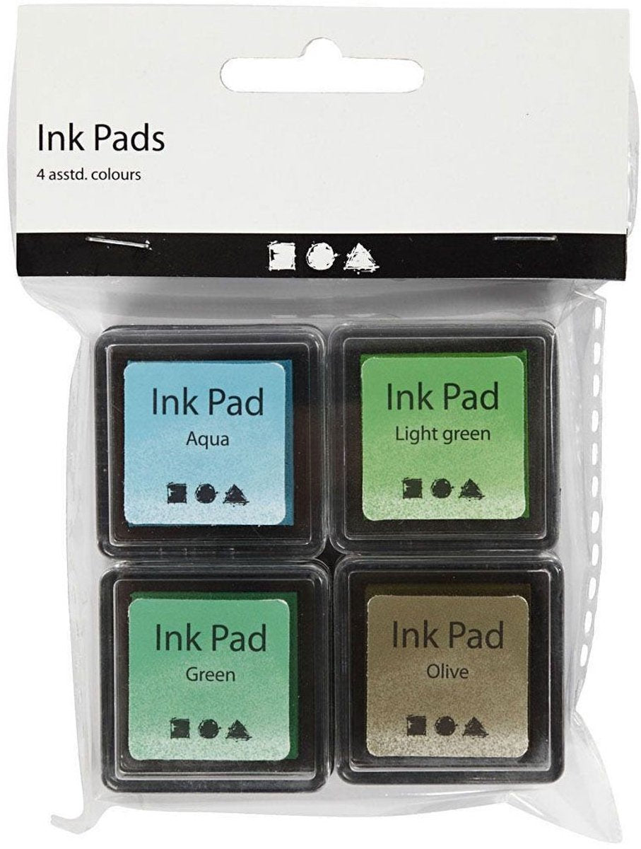 Creativ Company Stamp Ink Groene Tinten Olive Aqua, 4st.