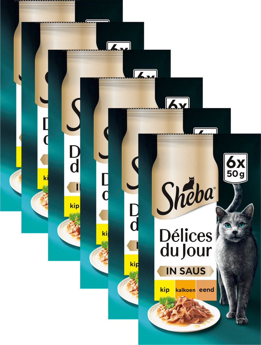 Nourriture pour chat Sheba - délices du jour - volaille en sauce - nourriture humide - 36x50g