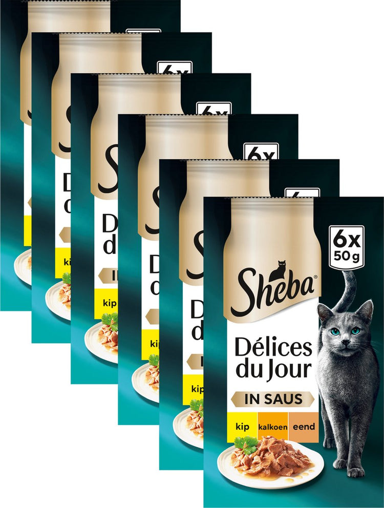 Nourriture pour chat Sheba - délices du jour - volaille en sauce - nourriture humide - 36x50g