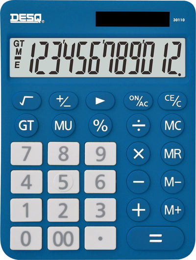 Desq® | calculatrice de bureau | 12 chiffres | xlarge | mu | GT | bleu marine | nouvelle génération | gros tests