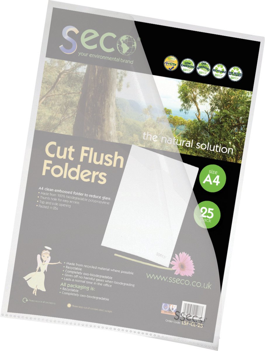 Seco l-folder a4 - transparent - pp 100 microns - 100 pièces - respectueux de l'environnement - se-lsf-cl