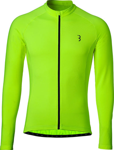Bbb cycling transition chemise de cyclisme à manches longues homme et femme - 10-15 °c - chemise vtt et cyclisme avec 3 poches arrière - jaune fluo