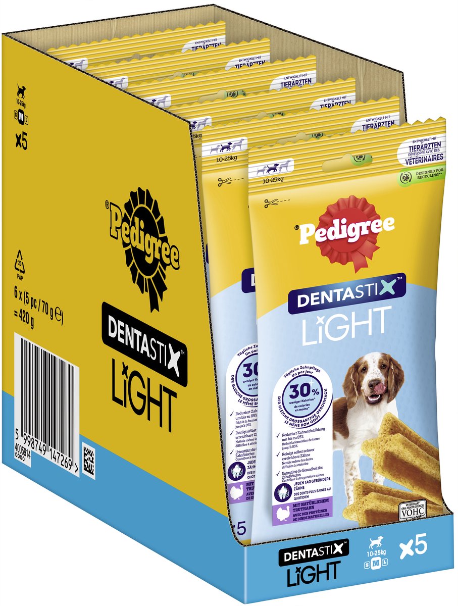 Pedigree dog snack dentastix light medium - 30 pièces - pack économique