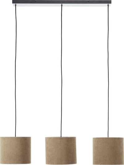 Brilliant tony - suspension - 3 lumières - e27 max 3x25w - tissu côtelé - gris